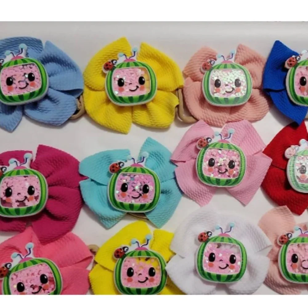 Cocomelon Baby Girl Bow Outfit Birthday Headband Clip Bow Watermelon